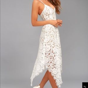 Lulus white midi lace dress